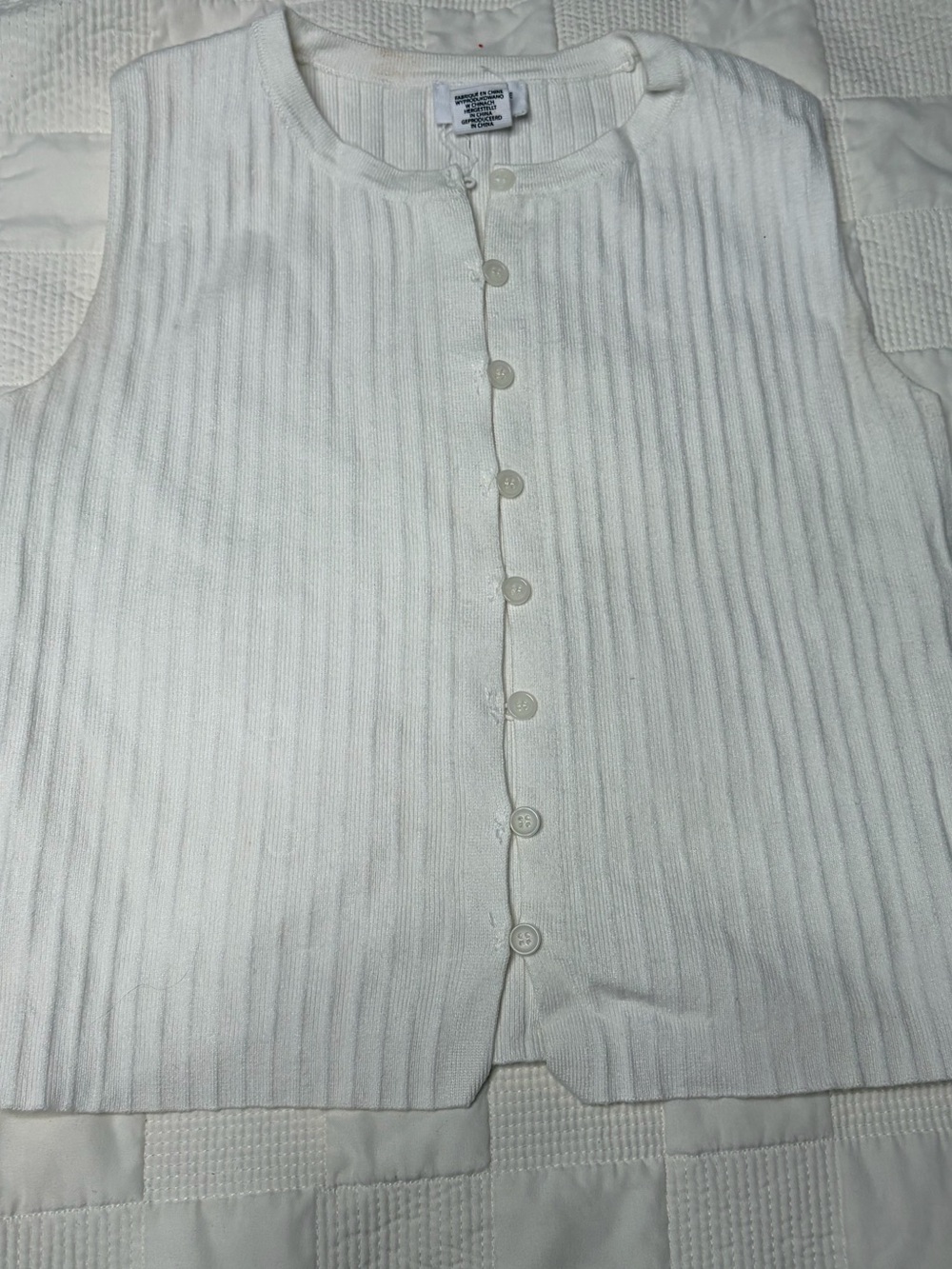 Song of Style Cream Ribbed Button-Front Sweater Vest